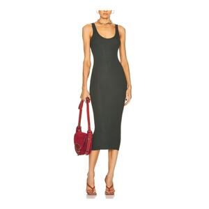 Enza Costa 'Silk' Black Rib Tank Midi Dress Size S
